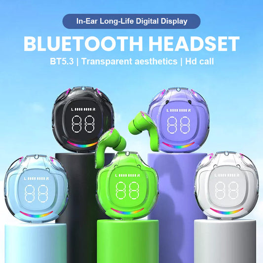 Bluetooth in-ear headset med lang levetid og digitalt display