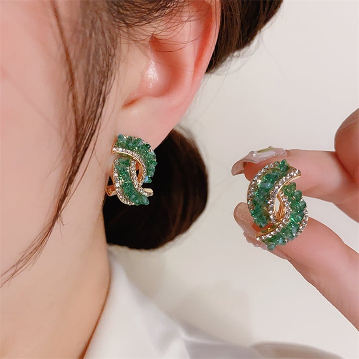 💕Fashion Cross Green Crystal Earrings