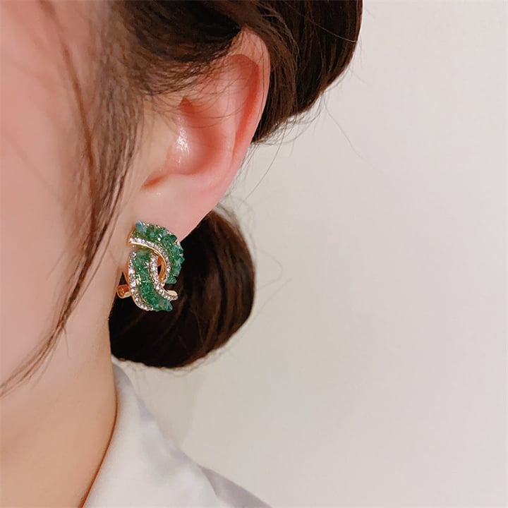 💕Fashion Cross Green Crystal Earrings